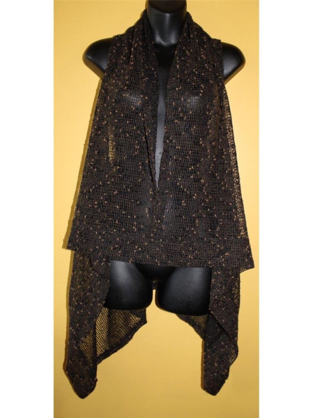 Katie Todd Open Weave Lagenlook Black Tan OS One Size S M Lg XL Layering Piece